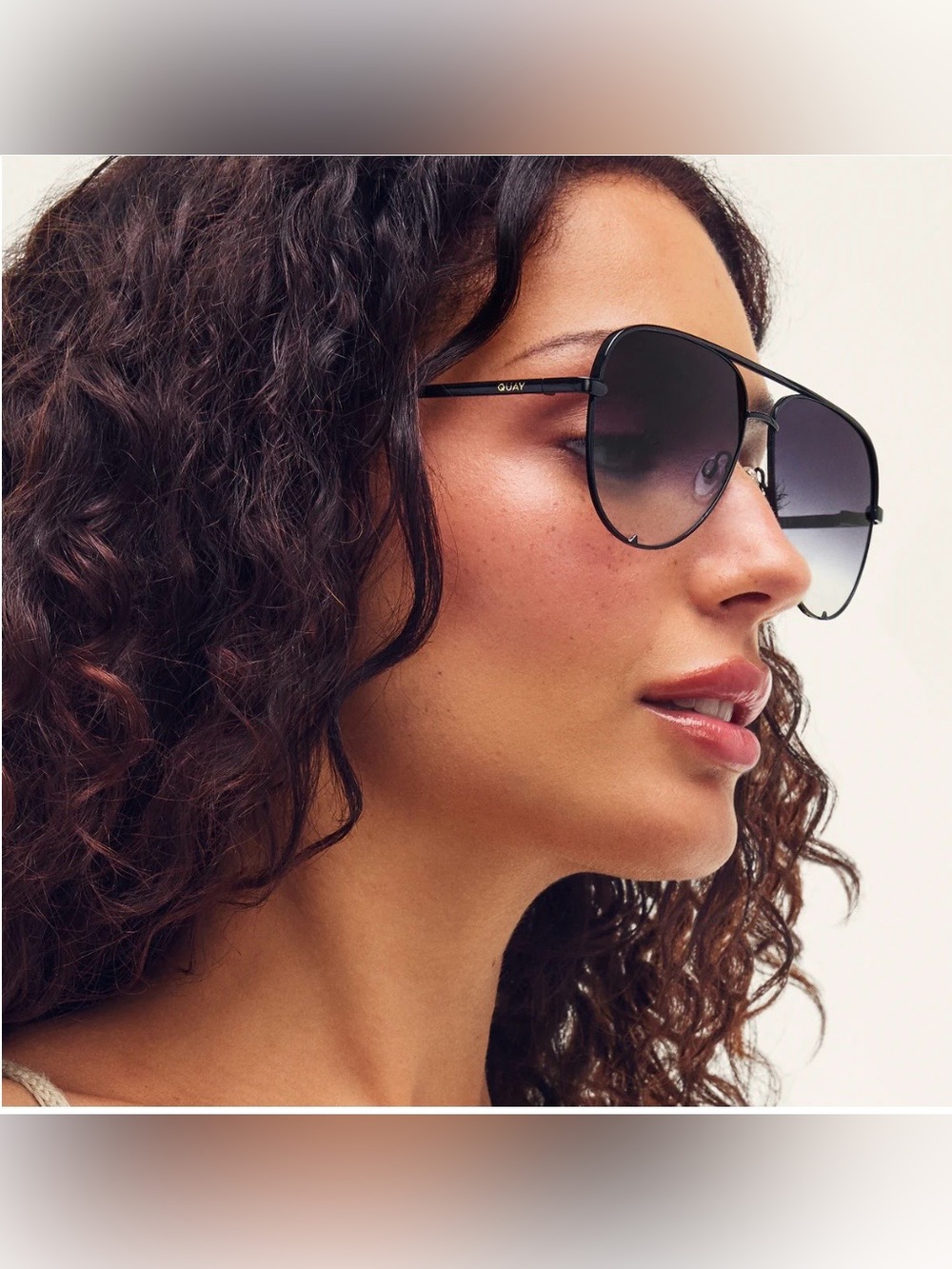 Quay Australia Black High Key Aviator Sunglasses with Gradient Lenses